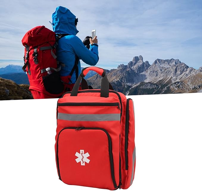 Red Firefighter Bag Large Capacity Responder Bag Sturdy Emergency Medical Backpack for Travel Camping