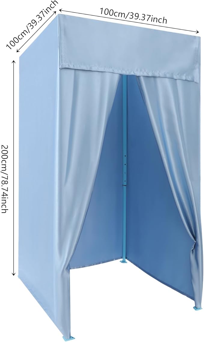 Portable Privacy Dressing Room Height Adjustable Canopy Changing Room for Indoor Photoshoots Camping Pool 3.28 * 3.28 * 6.56ft (Blue)