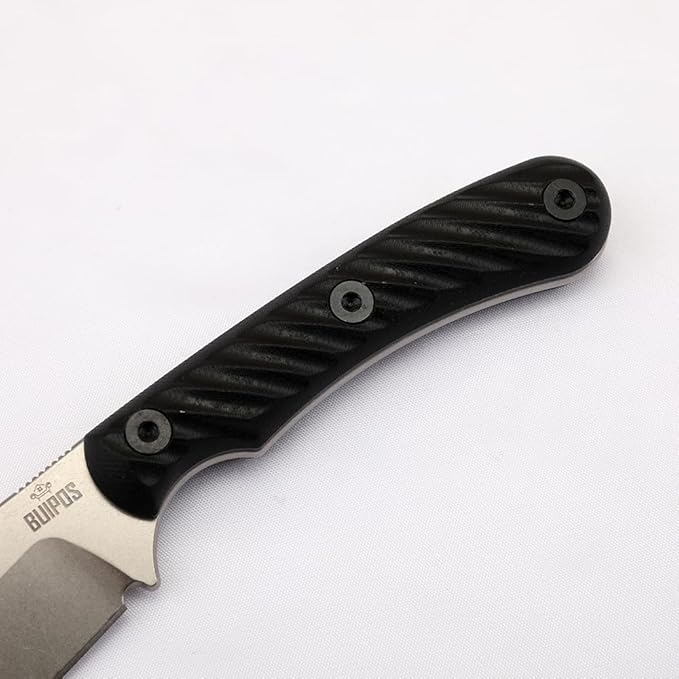 3.3 Inch DC53 Fixed Blade Outdoor Camping Straight Knife with Kydex Sheath Gift for Men (Black handle white blade)