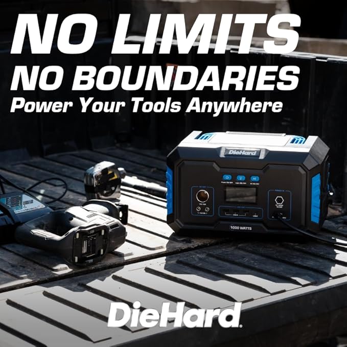 DieHard Portable Power Station 1000-Watt (2000-Watt Peak) - Quiet Lightweight Solution for Home Backup Weather Emergencies Outdoor Recreation Jobsite