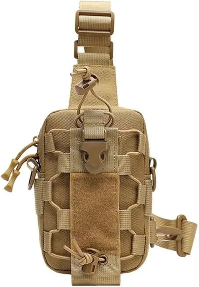 Tactical Sling Front Chest Bag Outdoor Water Bottle Pouch Hiking Trekking Phone Crossbody Climbing Shoulder Backpack Fanny Pack(Khaki)