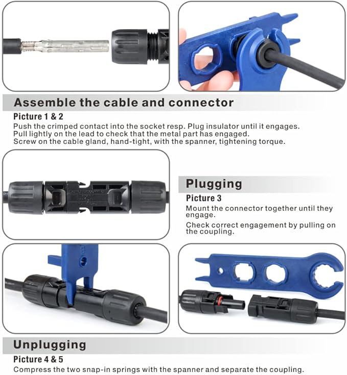 iCrimp Solar PV Panel Crimping Tool Kit c/w Solar Connector Crimper works for AWG14-102.5/4/6mm² Solar Connectors Wire Cable Cutter Solar Spanner Wrench All in One Oxford Bag