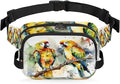 Watercolor Bird Tree Branch Waterproof Fanny Pack for Women Men Adjustable Waist Bag with Double Zipper Pockets Lightweight Square Hip Pack for Running Travel Hiking Workout Cycling