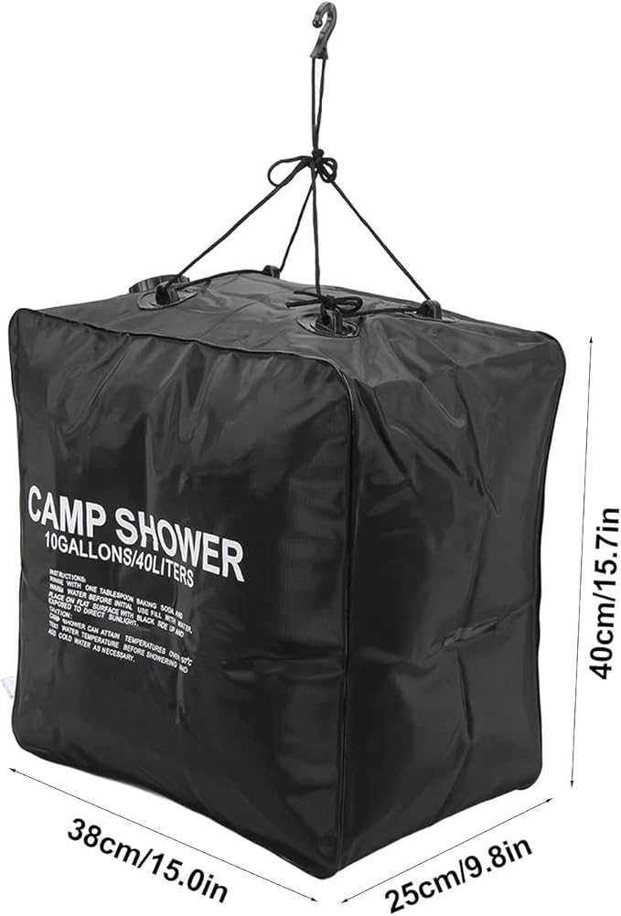 Gavigain 40L Camp Shower Bag Solar Camp Shower Bag with Sprayer PVC Rubber Plastic Cloth Texture UV Proof Coating Shower Water Bag for Outdoor