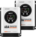 60A MPPT Solar Charge Controller with LCD Display 12V/24V/36V/48V Maximum 150V Input Charge Controllers for Solar Panels Gel AGM FLD and Lithium Battery2-Pack