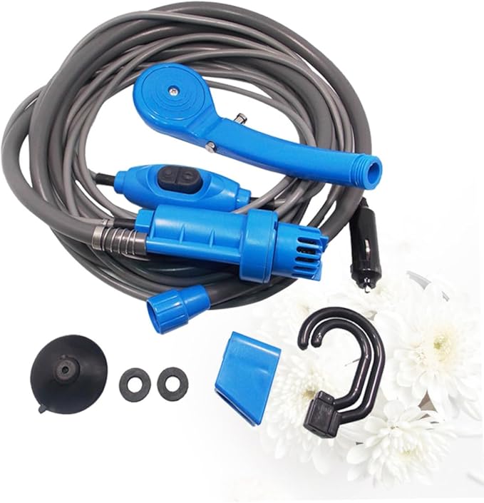 12v Portable Camping Shower Electric Pump Power Cable Hose Car Tree Hanging for Outdoor Indoor Use Pet Washing