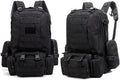 Tactical Backpack Military Army Rucksack 60L Large Assault Pack Camping Detachable Molle Bag (Black)