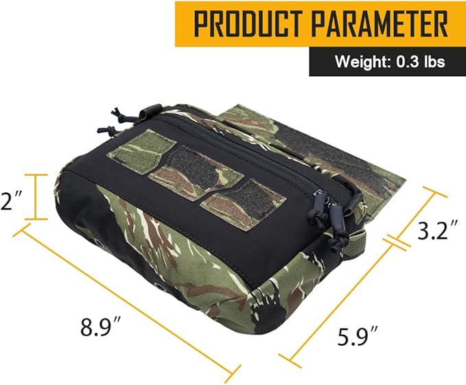 IDOGEAR Tactical Drop Dump Pouch Dangler Vest Admin Molle Utility Tool Organizer with Hook and Loop Panel for JPC AVS CPC Vest Outdoor Sports