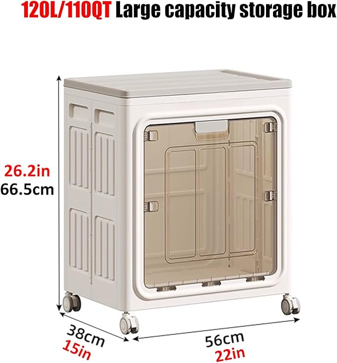 Folding Plastic Storage Box Large Capacity Clothes Blanket Storage Bin With Lid And Wheels Closet Organizer And Storage Containers For Home Office Dormitory ﻿(Style1)