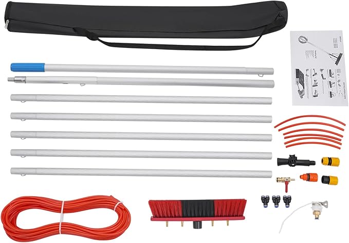 23Ft Reach Solar Panel Cleaning Brush &amp Pole Water Fed Pole KitSuitable for high Windows Cleaning Solar photovoltaic Panel Cleaning and Cleaning Cars Trucks Vans caravans Windows