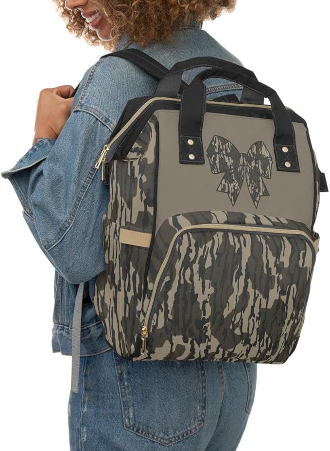 Tree Camo Bow Backpack/Old School Camo Diaper bag/Girl Diaper Bag/Country Girl Bag