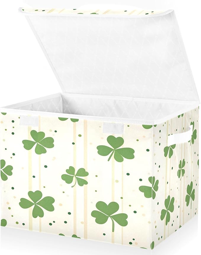Cute Clover Fabric Storage Bins with Lids and HandleFoldable Storage Bins with LidsCloset Organizers for Clothes Storage Room Organization Office Storage Chest Organizer