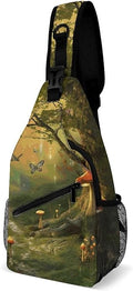 Chest Bag Chest Bag for Men Tactical Running Chests Pack Outdoor Sports Chests Bag Forest with Fairies Butterflies Elves Sling Backpack Women Suitable for Hiking Running Cycling And Shopping
