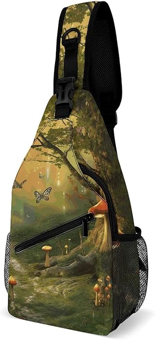 Chest Bag Chest Bag for Men Tactical Running Chests Pack Outdoor Sports Chests Bag Forest with Fairies Butterflies Elves Sling Backpack Women Suitable for Hiking Running Cycling And Shopping