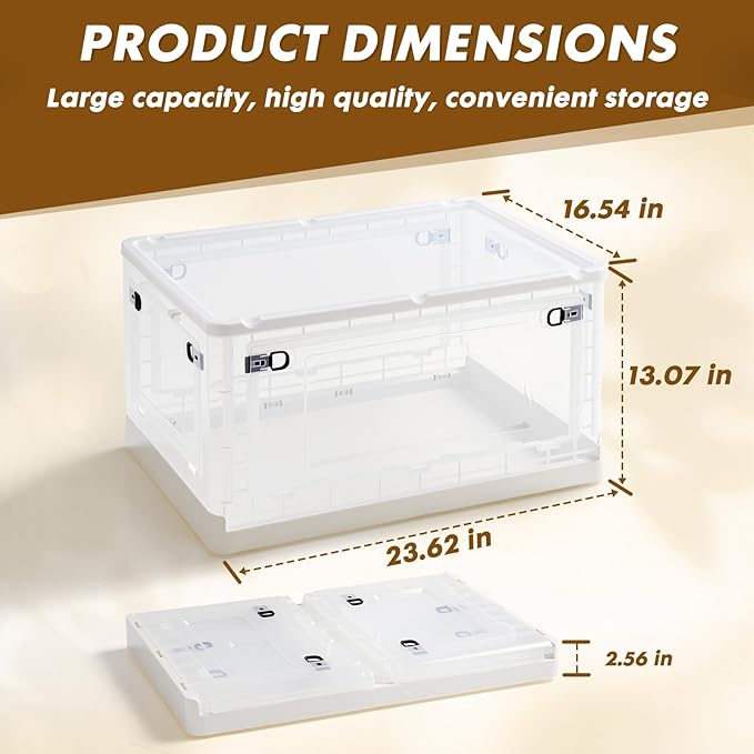 88 QT Clear Storage Bin with 5-Sided Open Lid Stackable Plastic Storage Bins For Bedroom Living Room Office Multifunctional Foldable Storage Box For Clothes Office Supplies Snacks (4Pcs)