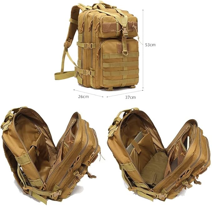 Outdoor Sports Pack Hiking Bag Rucksack Knapsack Combat Camouflage Tactical Backpack - Tan