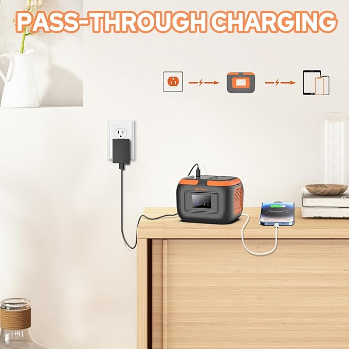 Portable Power Station 120W Power Bank with AC Outlet Portable Generator 97.6Wh External Battery Power Pack with USB C Input for Camping Home Van Life Adventure Backup