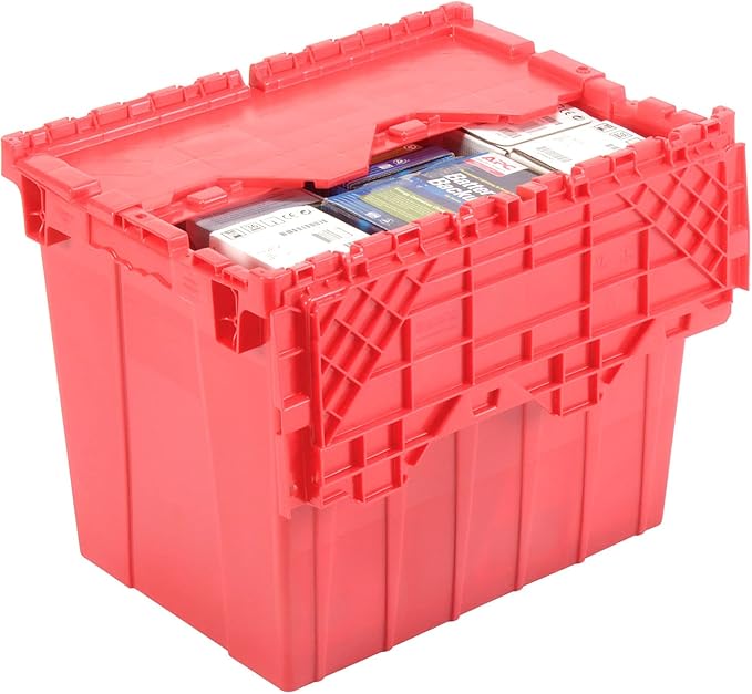 Global Industrial Distribution Container With Hinged Lid 21-7/8x15-1/4x17-1/4 Red