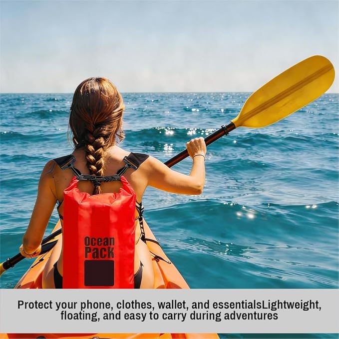 Waterproof Dry Bag Set of 3 (15L 20L 30L) - PVC Roll Top Dry Bags Waterproof - Backpack for Kayaking Camping Beach &amp Travel (Red Light Green Orange)