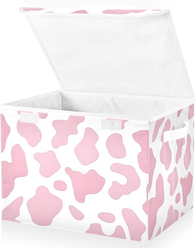 Storage Cube with Lid Cow Camo Print 16.5×12.6×11.8 IN Collapsible Large Capacity Foldable Storage Basket Bin Organizer
