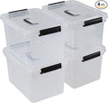 Kiddream 10.5 Quart Clear Storage Boxes Plastic Bins with Lids and Handles Set of 4