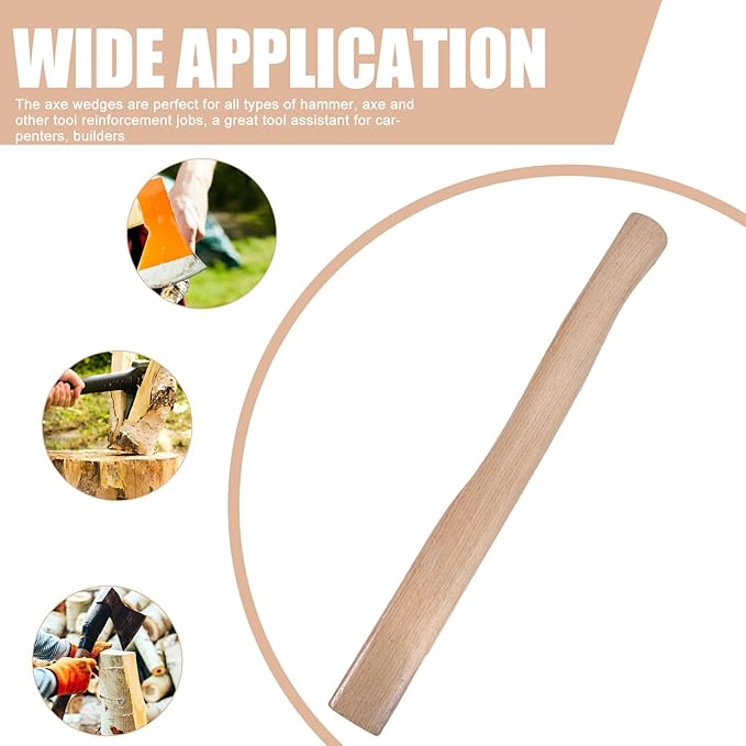 PRETYZOOM Wooden Hatchet Handle Replacement Set with 50cm Beech Wood Handle and 5 Reinforcing Wedges for Woodworking and Outdoor Camping Tools