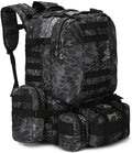 Tactical Backpack Military Army Rucksack 60L Large Assault Pack Detachable Molle Bag (Python Pattern Black)