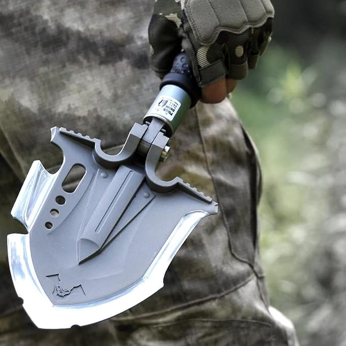Zune Lotoo Survival Shovel Multitool 28 in 1 Luxury Kit Tactical Camping Folding Shovel Unbreakable Martensitic Steel Adjustable 7 Angles 24-35.4'' Length Compact Gear for Outdoor Hiking Emergency