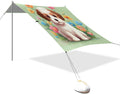 xigua Dog Beach Tent Sun Shelter with Carrying Bag - Silver Coated Oxford Fabric Beach Canopy for Beach Camping Fishing - Includes Windproof Ropes Sandbags &amp Stakes