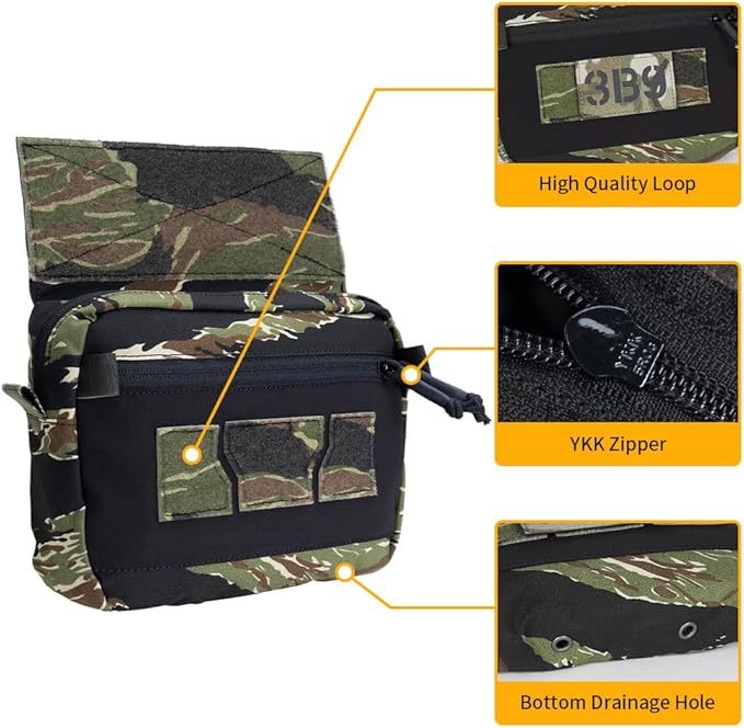 IDOGEAR Tactical Drop Dump Pouch Dangler Vest Admin Molle Utility Tool Organizer with Hook and Loop Panel for JPC AVS CPC Vest Outdoor Sports