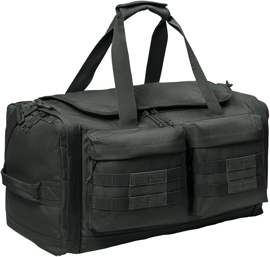 Tactical Gear bag Heavy Duty Duffel Gym bag/Tactical Backpack Custom Embroidered with your own text (Charcoal - Duffel Bag)