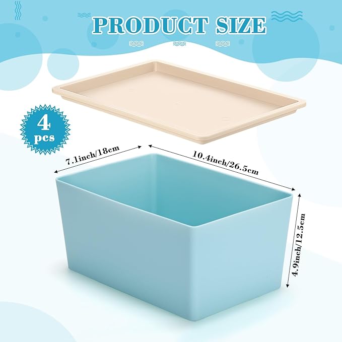 Menkxi 4 Pcs Storage Bins with Lids Plastic Stackable Containers for Organizing Shelves Christmas Ornament Box Baskets(Red Green Yellow BlueSmall)