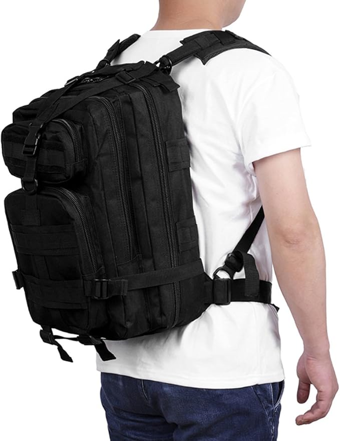 Military Tactical Backpack Assault Pack Molle Bug Out Bag Small Rucksack Molle Backpack for Hiking Camping Hunting Trekking Outdoor Tactical Combat Travel Bag 25L (Black)