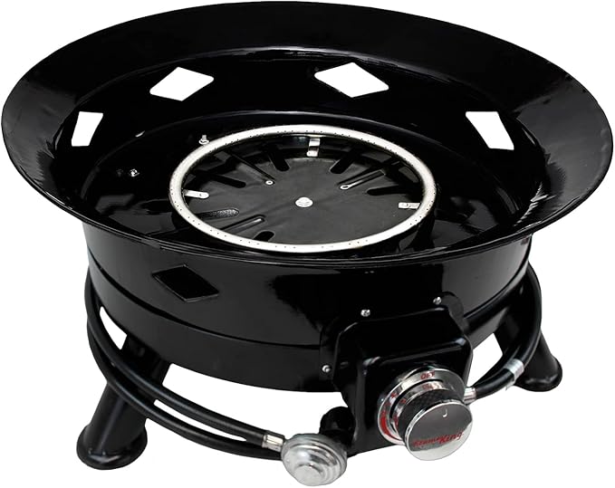 Flame King Smokeless Propane Fire Pit 24-inch Portable Firebowl 58K BTU with Self Igniter Cover &amp Carry Straps for RV Camping &amp Outdoor Living