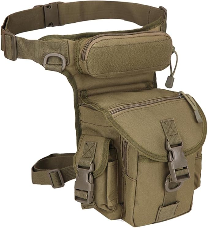 pistro Waterproof Waist Packs Utility Pouch Bag Cross Over Leg Rig Hip/Thigh Bag - Army Green