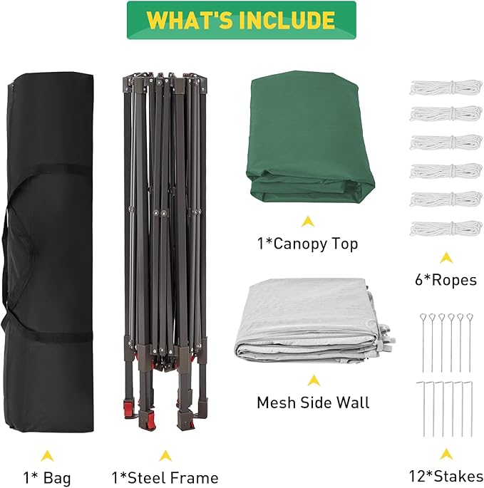 Pop-Up Gazebo 13 * 13 ft 6 Sided Canopy Tent with Mesh Windows &amp Portable Carry Bag Adjustable Tent Outdoor Pergola for Backyard &amp Patio Furniture (Green + Beige)