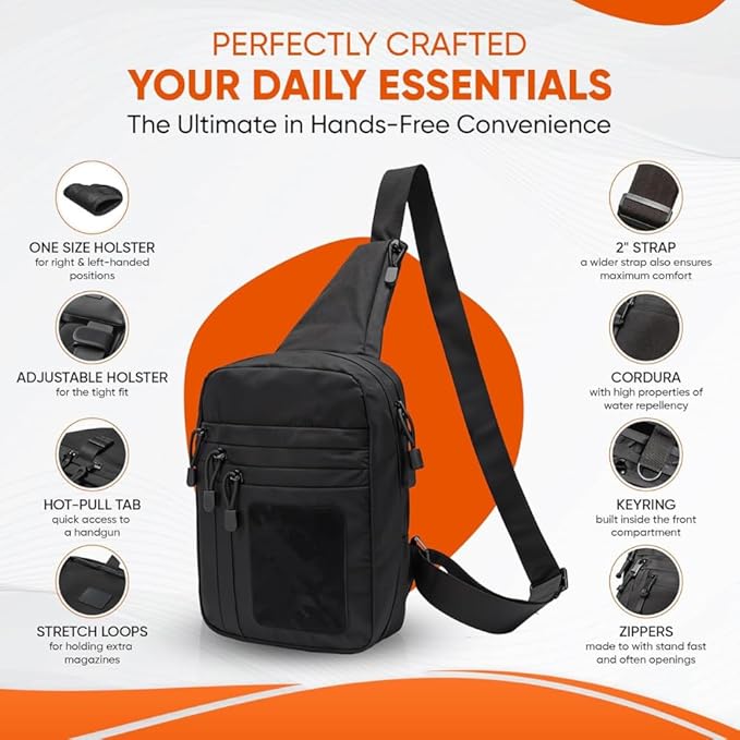 DINOSAURIZED - Raptor Sling Bag – (Left-Handed) Tactical Shoulder Chest Pack for Men and Women Versatile EDC Sling Backpack with Durable Design Perfect for Shooting Hunting and Daily Use.