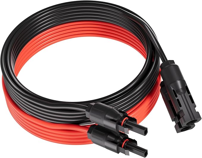 AFERIY Solar Panel Extension Cable: with Female and Male Connector - 5M (16.5FT Red + 16.5FT Black)