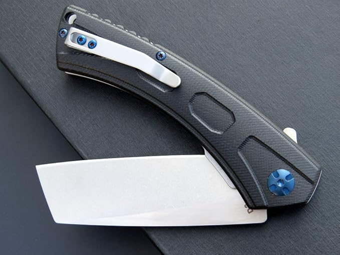 Eafengrow EF931 Pocket Knife D2 Steel Blade Outdoor Tool Knives G10 Handle Pocket Clip EDC Knife for Camping Survival and Outdoor (black)