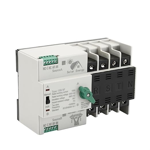 BAWHO ATS PV Inverter Dual Power Automatic Transfer Selector Switches Uninterrupted 2P 3P 4P 110V 220V 63A 100A Photovoltaic Solar 1Pcs(4P220V-63A)