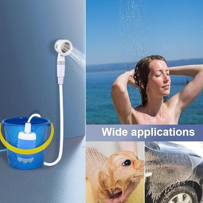 Portable Camping Shower with 5000mAh Battery USB Rechargeable Outdoor Shower Pump with Adjustable Water Flow &amp 4 Modes Quiet Compact Shower Kit for Hiking Pet Travel Beach