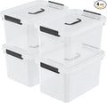 Wekioger 20 Quart Clear Plastic Lidded Storage Box with Latch Handle 4 Packs Containers Bins for Storage