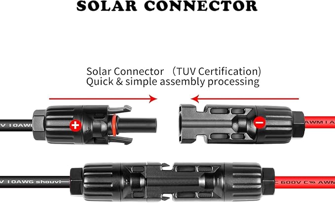 Ansoufien Solar Panel Connector to XT60 Connector Cable 30FT 10AWG Solar to XT60 Charge Extension Cable XT60 (Plug Female) Cable for RV Folding Solar Panel Portable Power Station Solar Generator