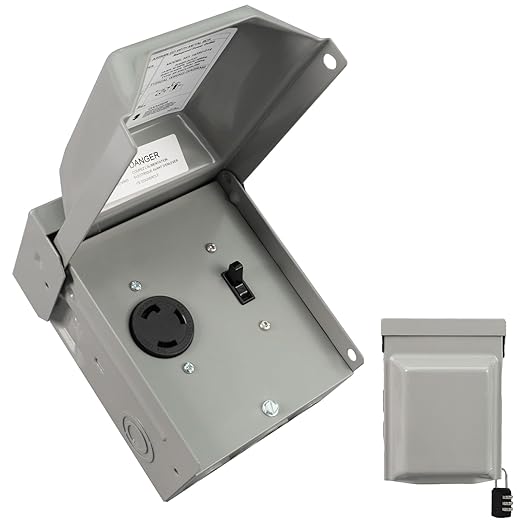 30 Amp NEMA L5-30R with 15Amp Switch Power Outlet Box 125 Volt Heavy Duty Lockable Weatherproof Electrical Panel Outdoor Receptacle for EV Generator Trailer Motorhome ETL Listed HDS2-014