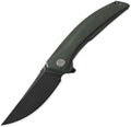 Petrified fish PFP05 Deepsea 3.66” Folding Knife K110 Steel Blade Micarta Handle Flipper Liner Folding Knife for Outdoor. (Green Black Stonewashed)