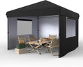CABIHOME 10x10 Pop Up Canopy Tent Outdoor Instant Canopy with 3 Removable Sidewalls Heavy Duty Commercial Instant Shelter Waterproof &amp UV Resistant for Outdoor Events Camping Backyard (Black