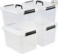 12 L Plastic Storage Bin with Lid Clear Latching Storage Box 4 Packs