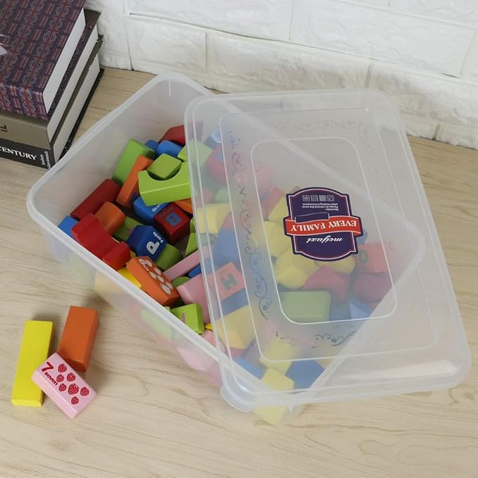 Pekky 11 Quart Plastic Toys Storage Containers with Lid Clear Bin Set of 2