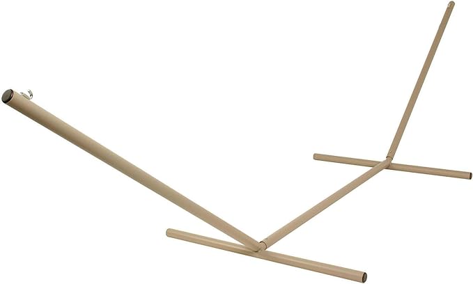 Hatteras Hammocks 15 ft. Tri-Beam Steel Hammock Stand with Right Connection Design and Cape Shield Powder Coating 600 LB Weight Capacity Handcrafted in The USA - Taupe