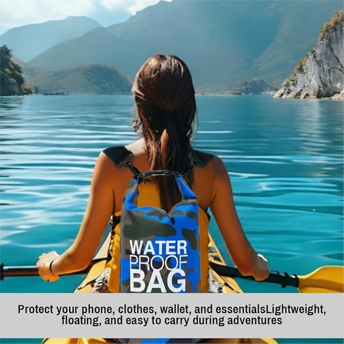 Waterproof Dry Bag Set of 3 (15L 20L 30L) - PVC Roll Top Dry Bags Waterproof - Backpack for Kayaking Camping Beach &amp Travel (Camouflage Orange Dark Blue Green)
